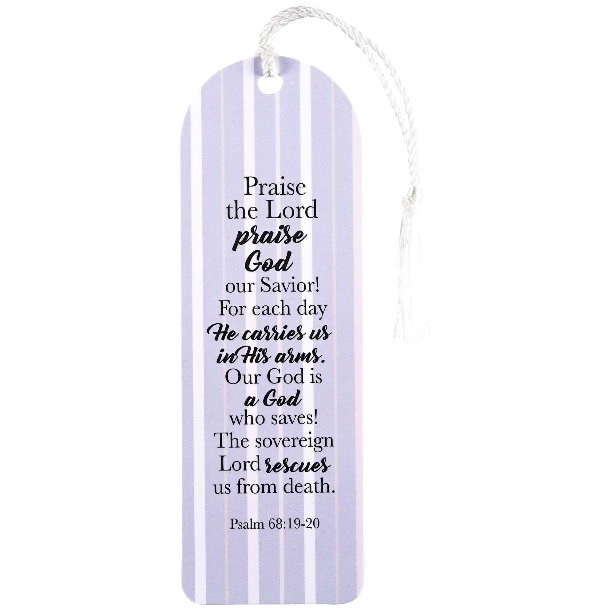 Dicksons BKMTL-525 Each Day He Carries Us in His Arms Pastel Purple and Pink 2 x 6 Paper and Tassel Curved Top Encouraging Tassel Bookmark, Pack of 12
