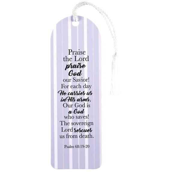 Dicksons BKMTL-525 Each Day He Carries Us in His Arms Pastel Purple and Pink 2 x 6 Paper and Tassel Curved Top Encouraging Tassel Bookmark, Pack of 12