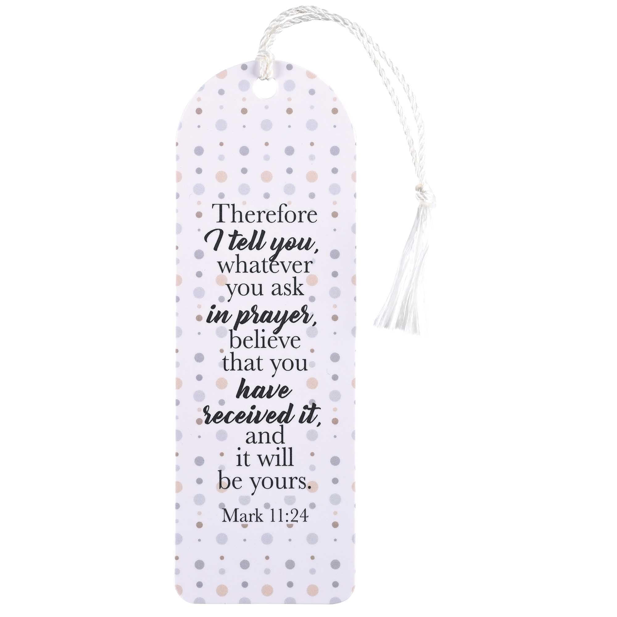 Dicksons BKMTL-526 Believe That You Have Received It and It Will Be Yours Pastel Dots 2 x 6 Paper and Tassel Curved Top Encouraging Tassel Bookmark, Pack of 12