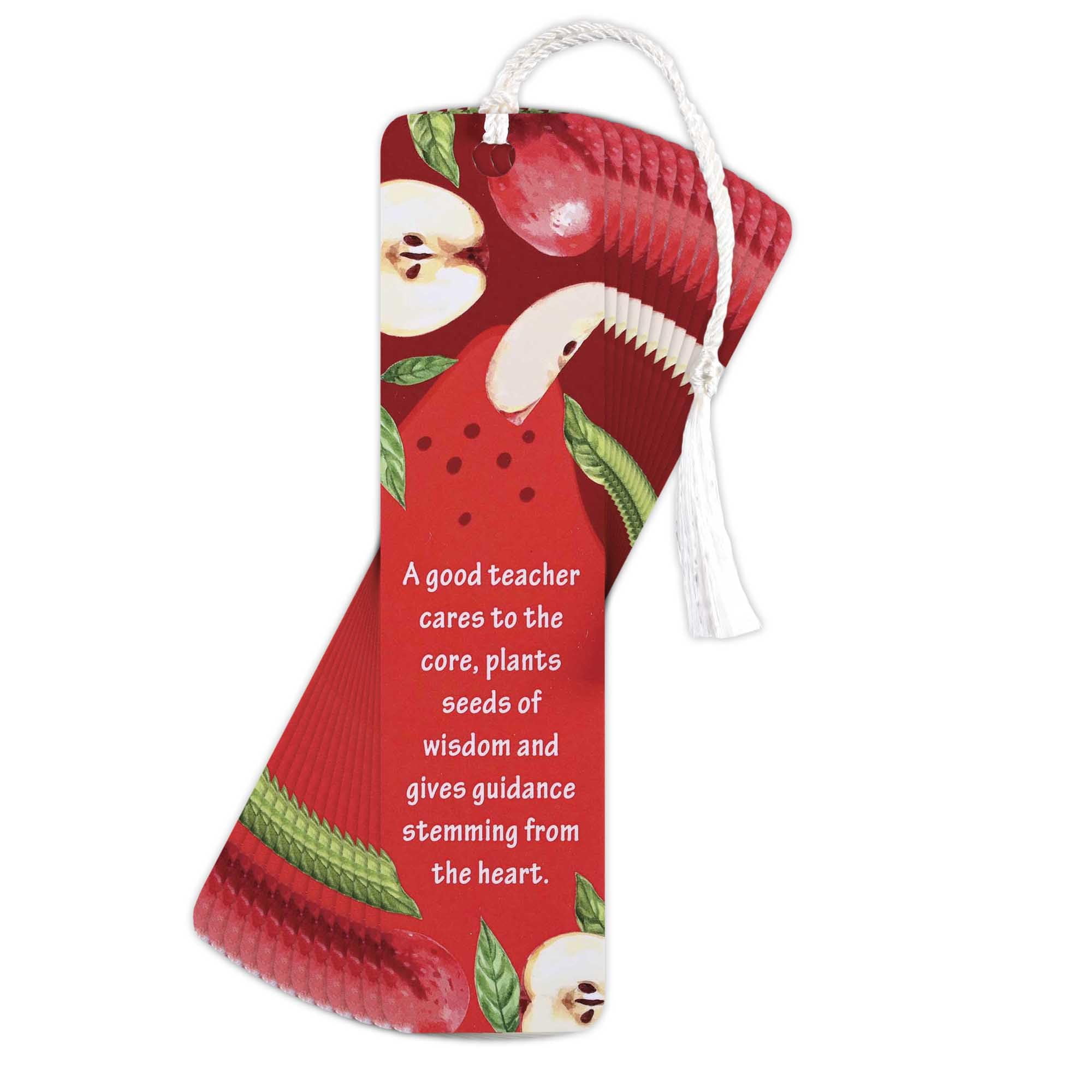 Dicksons BKMV-398 Good Teacher Apple Red 6 x 1.5 Inch Paper and Tassel Place Keeper Bookmark Pack of 12