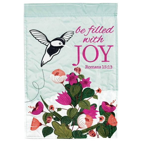 Dicksons Be Filled with Joy Pink Floral 13 x 18 Polyester Garden Flag