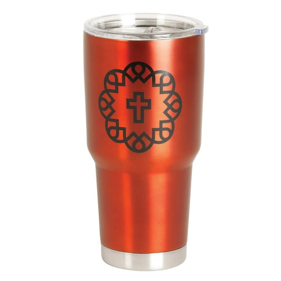 Dicksons Black Cross On Red 30 ounce Stainless Steel Travel Tumbler