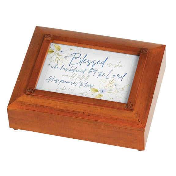 Dicksons Blessed Is She The Lord Fulfill Promises Walnut Finish Polymer Jewelry Box