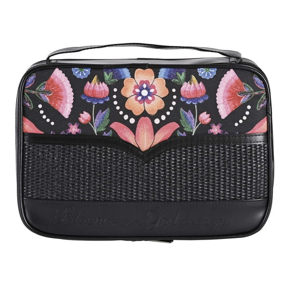 Dicksons Bloom Where God Plants You, Black 10.75 x 7.9 Inch Polyester Soft Shell Zipper Bible Case Cover