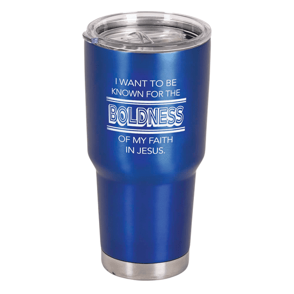 Dicksons Boldness Of My Faith In Jesus, Blue 30 Ounce Stainless Steel Insulated Travel Tumbler
