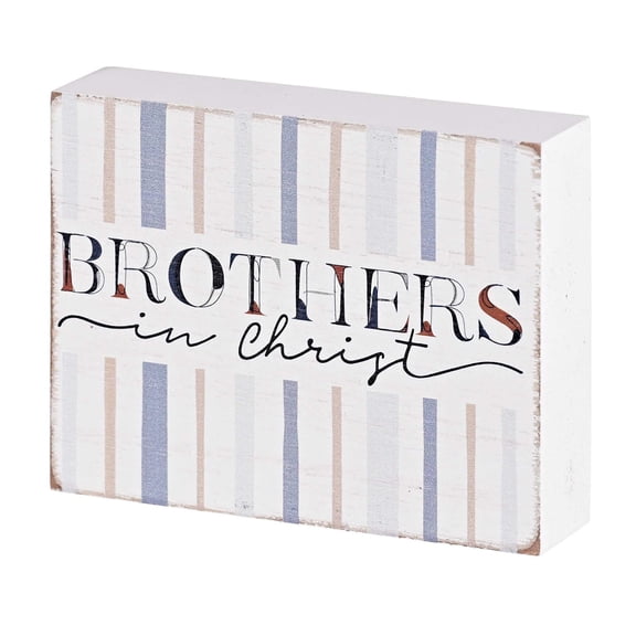 Dicksons Brothers In Christ, Brothers By Heart, Multicolor 4 x 3 Inch MDF Wood Tabletop Block Sign Plaque