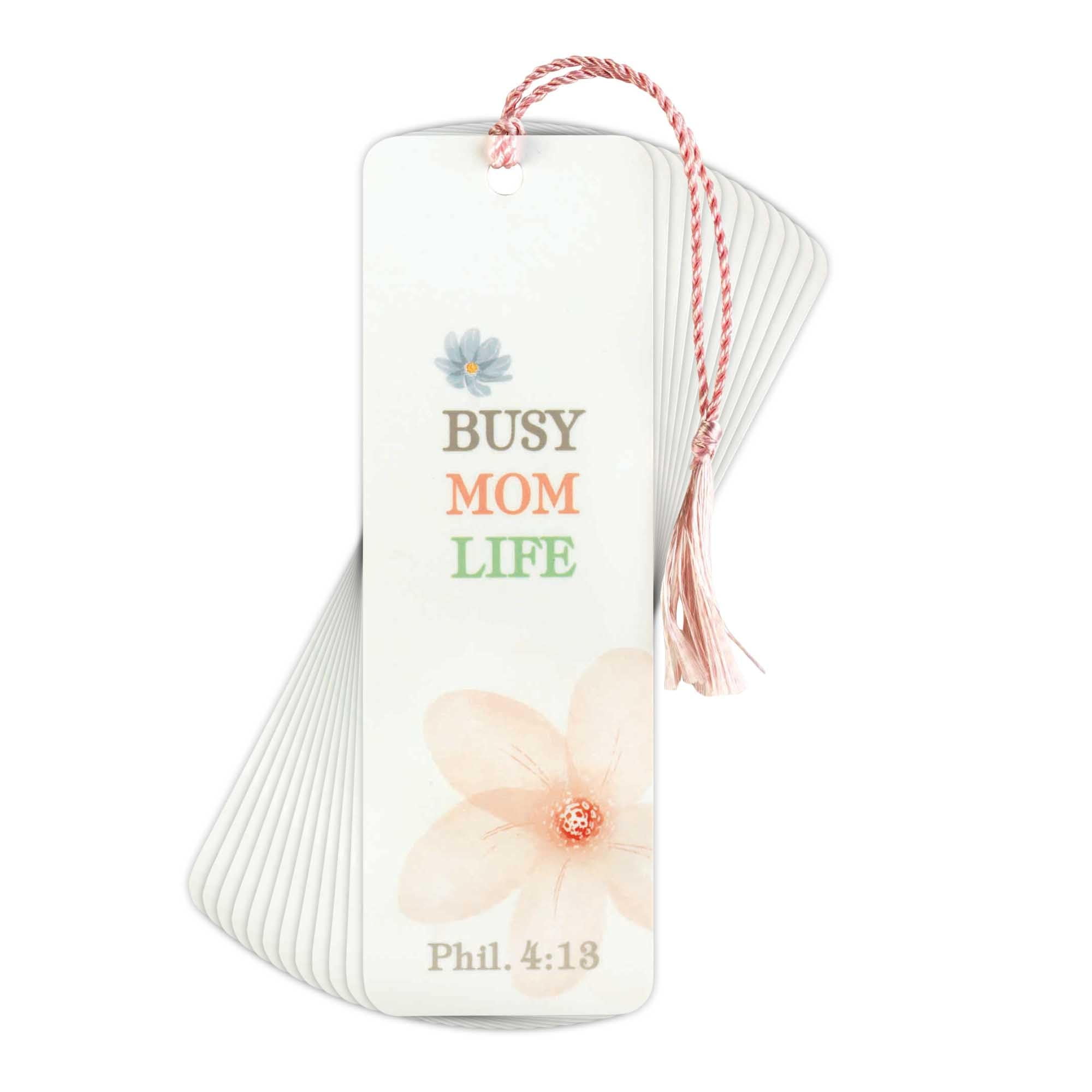 Dicksons Busy Mom Life I Can Do All Things Through Him White 6 x 2 Paper and Tassel Tassel Decoration Bookmark Pack of 12