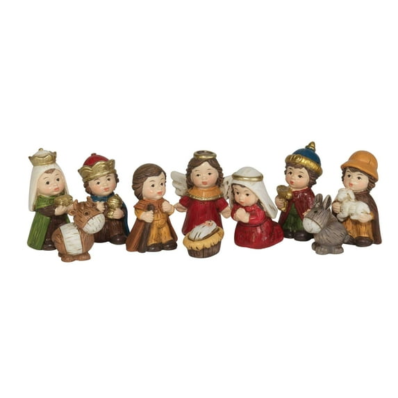 Dicksons Childlike Faces Nativity 2 inch Resin Table Top Figurine Set of 9