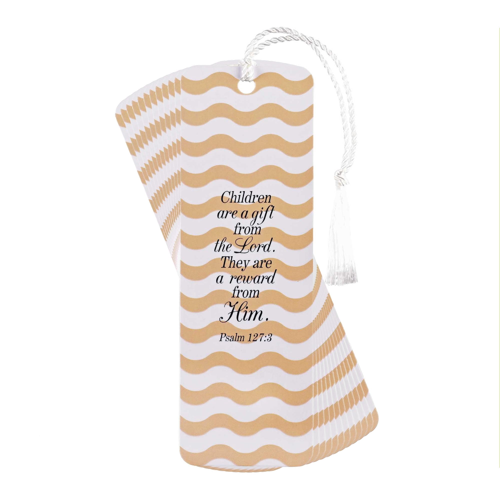 Dicksons Children are A Gift - Psalm 127:3, White/Orange 6 x 2 Inch Laminated Cardstock Tassel Bookmark; Pack of 12