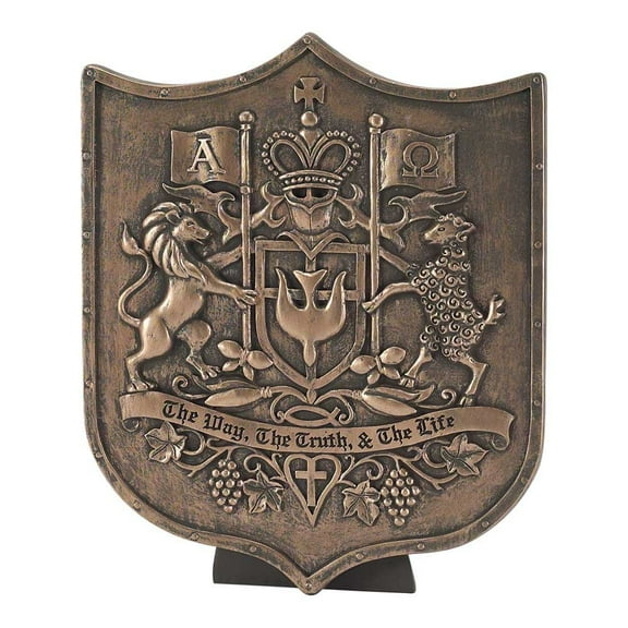 Dicksons Christian Coat of Arms Antiqued Bronze 6 x 7 Resin Table Top Sign Plaque Decoration
