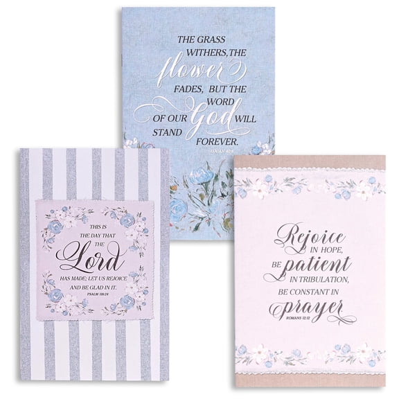 Dicksons Christian Notetaker Journal Set of 3 Ruled Pages, This is the Day Assorted Floral Scripture Cover Designs, Inspirational Notebook Set for Bible Study, Prayer & Notes