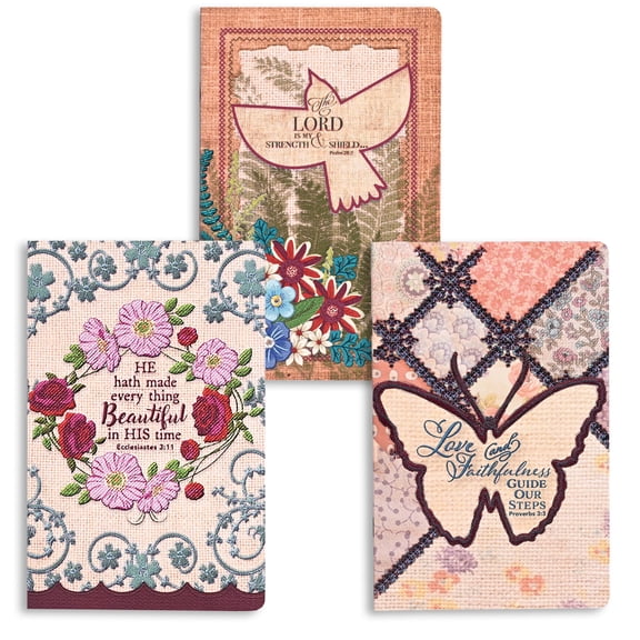Dicksons Christian Notetaker Journal Set of 3 Ruled Pages, He Hath Made Everything Beautiful Assorted Scripture Cover Designs, Inspirational Notebook Set for Bible Study, Prayer & Notes