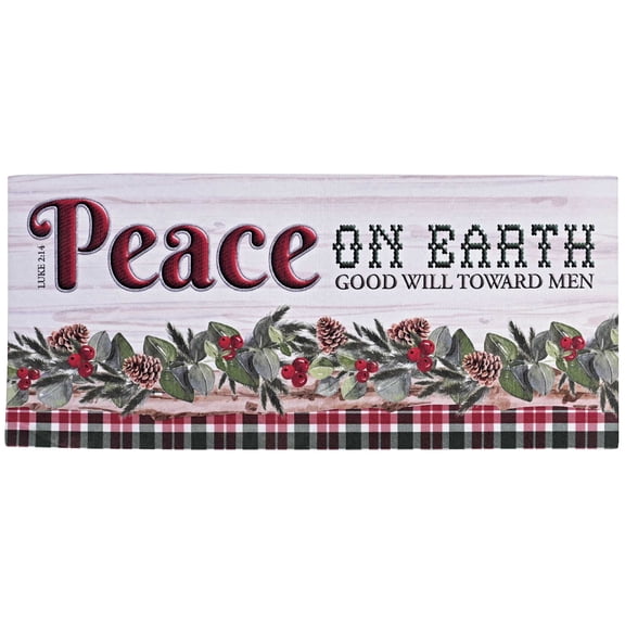 Dicksons Christmas Doormat Insert for Entry Way 10 x 22 Inch Rubber Peace On Earth