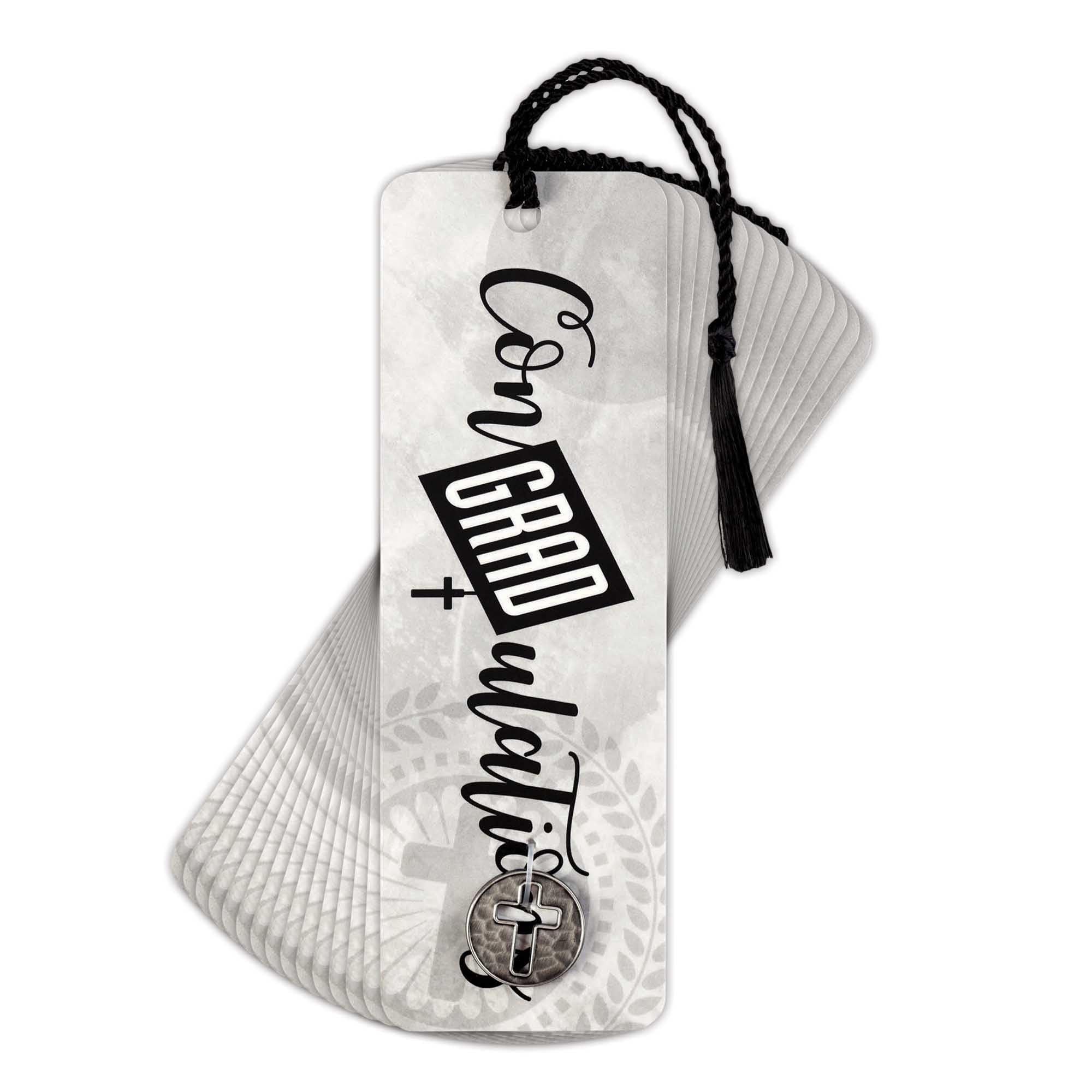 Dicksons ConGRADulations for I Know The Plans Tassel and Coin Decoration Black and White 6 x 2 Paper and Coin Bookmark Pack of 12