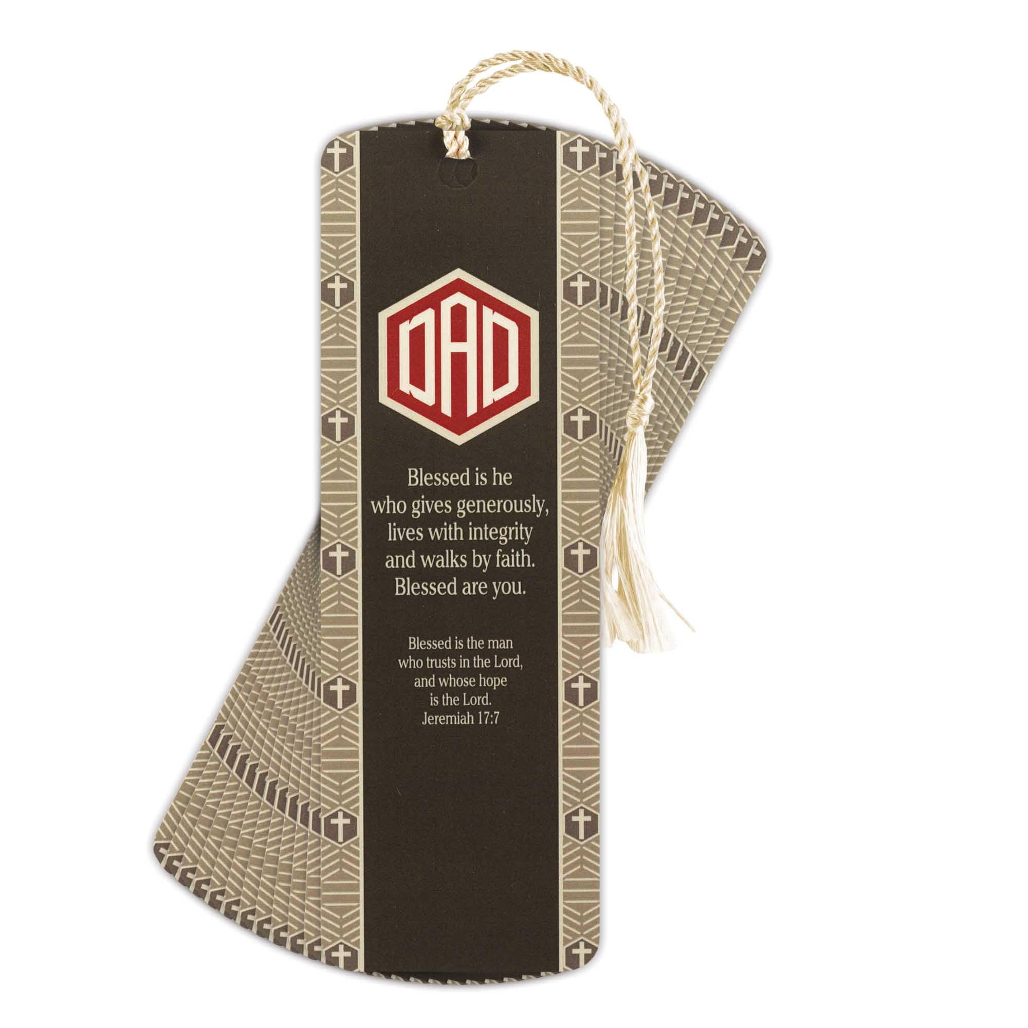 Dicksons Dad Blessed is He Who Gives Generously White 6 x 2 Paper and Tassel Tassel Decoration Bookmark Pack of 12