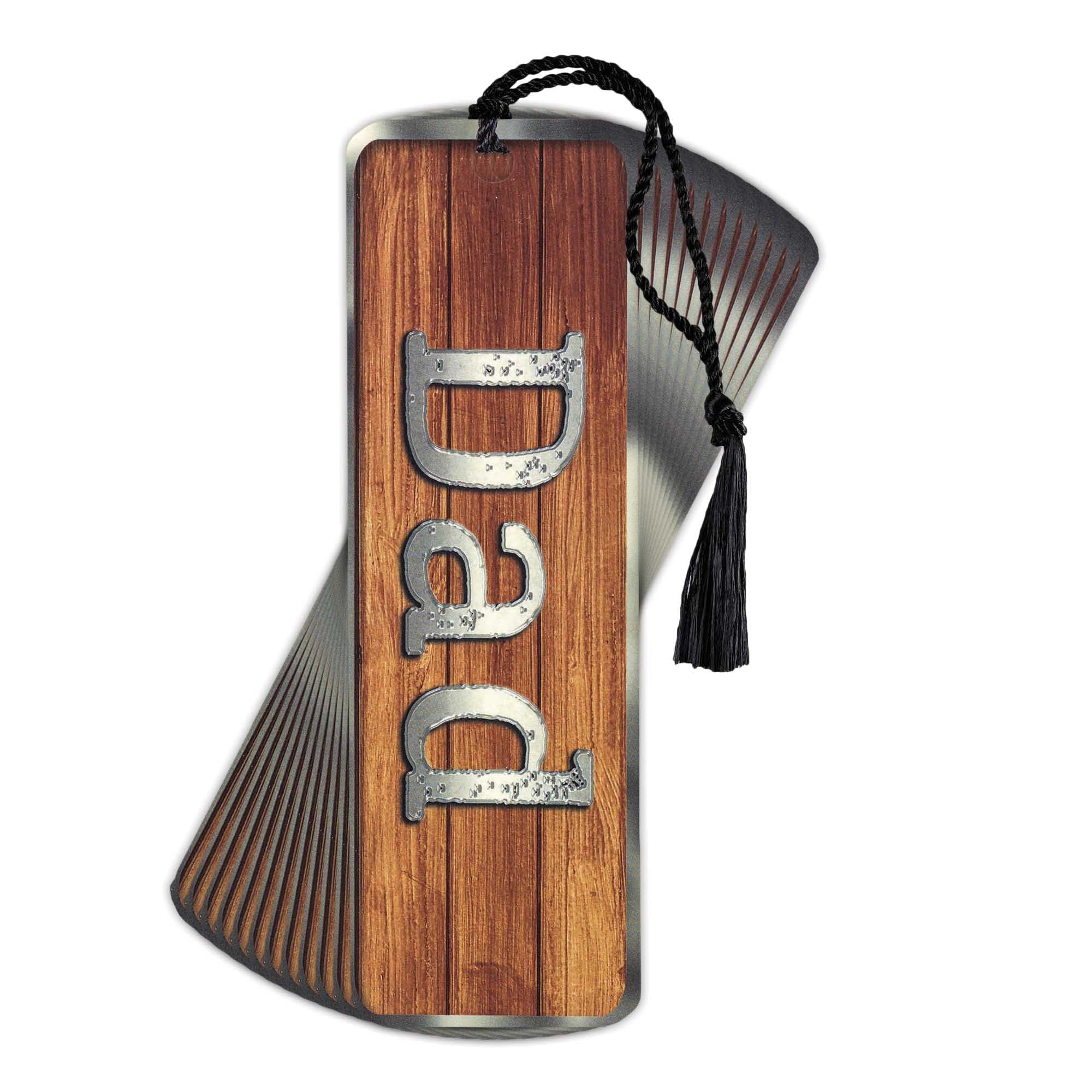 Dicksons Dad Woodgrain Brown 6 x 2 Laminated Cardstock Bookmark with Tassel Pack of 12
