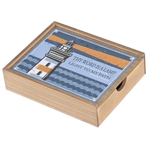 Dicksons Decorative Memory Keepsake Box 9.5 x 11.75 Inch MDF Lighthouse Thy Word Is a Lamp