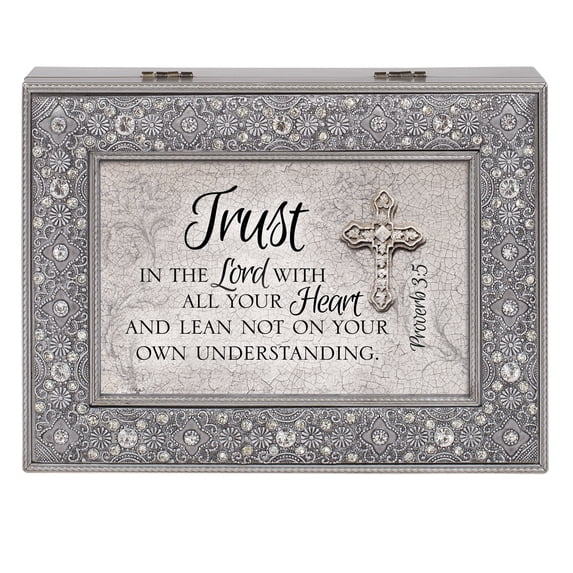Cottage Garden - Trust The Lord All Heart and Lean Filigree Jewel Jewelry Music Box Plays Friend in Jesus