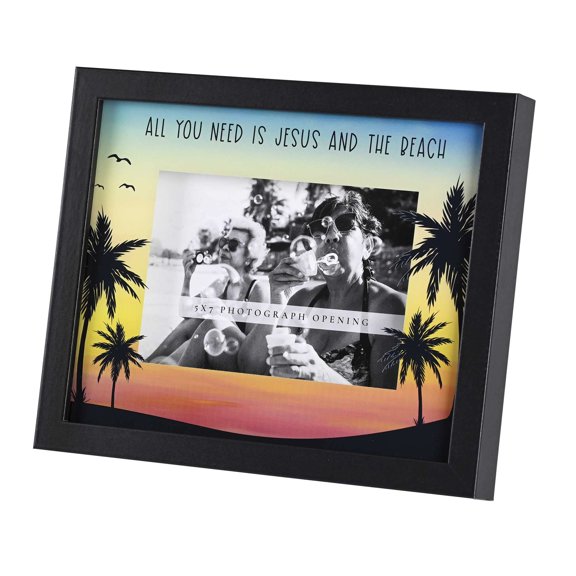 Dicksons FRMWDBL-108-95 Jesus And The Beach 11 x 9 Inch Shadow Box Wall and Tabletop Picture Frame Holds 5 x 7 Inch Photo