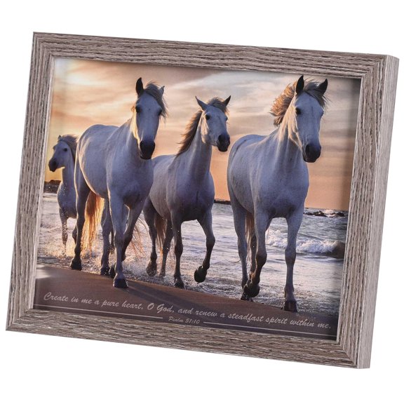 Dicksons FRMWDWG-108-71 Create In Me A Pure Heart And Renew A Steadfast Spirit Within Me Woodgrain 11 x 9 Wood And Glass Shadow Box Style Tabletop Or Wall Framed Art