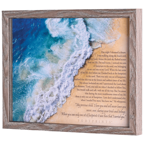 Dicksons FRMWDWG-1411-76 Footprints In The Sand Poem Woodgrain 12 x 15 Wood And Glass Shadow Box Style Framed Wall Art