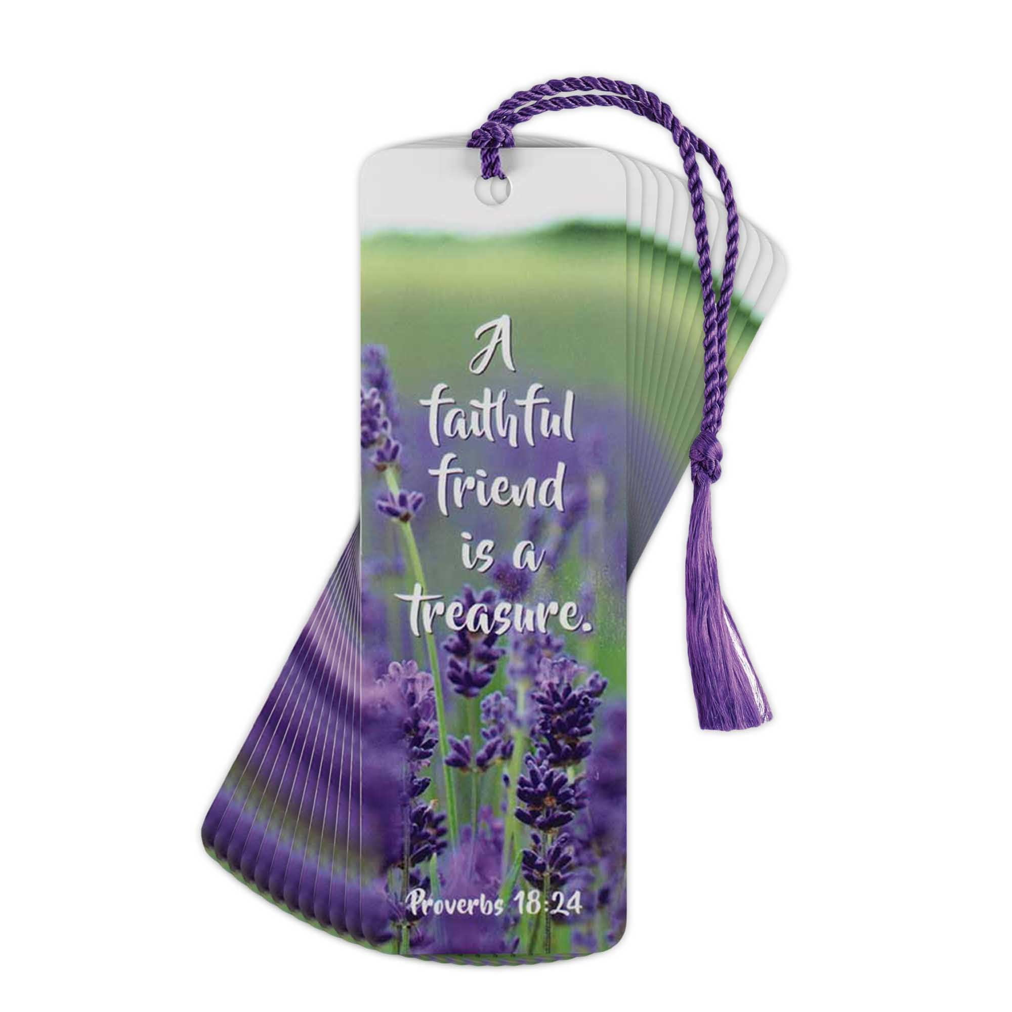 Dicksons Faithful Friend is Treasure Lavender Cardstock Tassel Bookmark Tags Pack of 12
