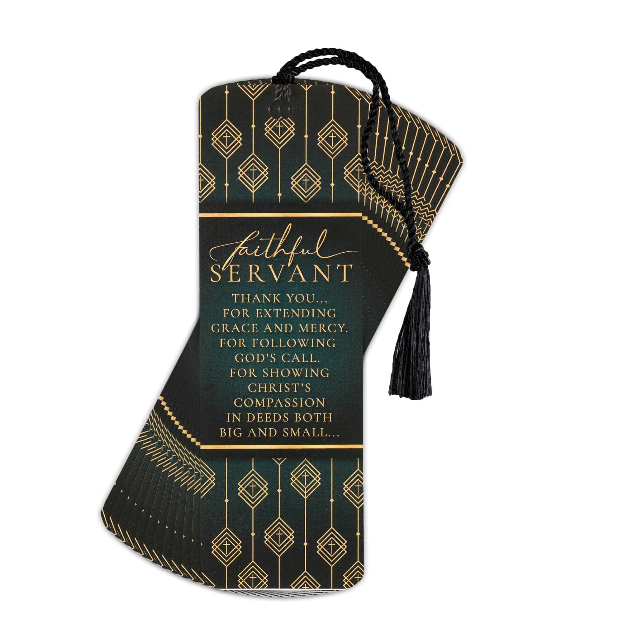 Dicksons Faithful Servant Cross Black 6 x 2 Laminated Cardstock Bookmark with Tassel Pack of 12