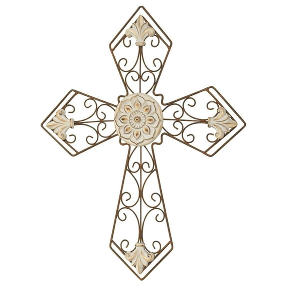 Dicksons Flue De Lis Patina 16.5 x 20.5 Metal Hanging Wall Cross