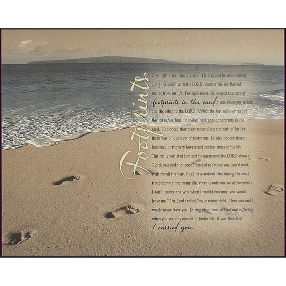 Dicksons Footprints in The Sand MDF 8 x 10 Wood Decorative Wall Art Plaque