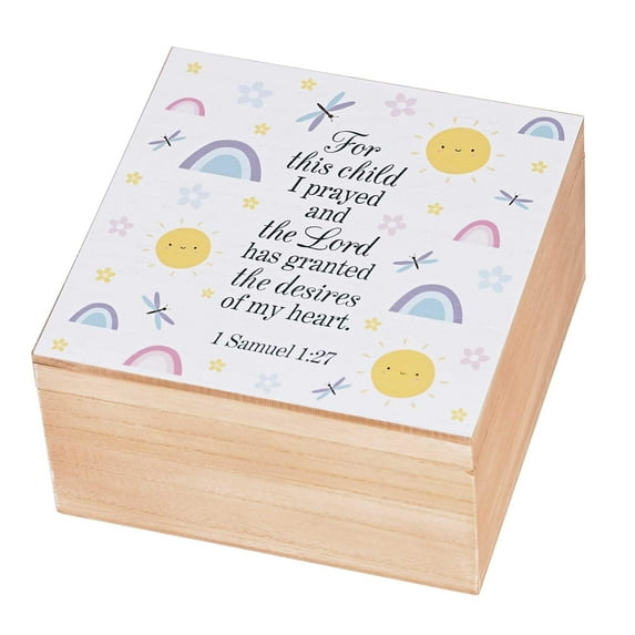 Dicksons For This Child I Prayed, 1 Samuel 1:27, Multicolor 9.38 Inch MDF Wood Keepsake Storage Box