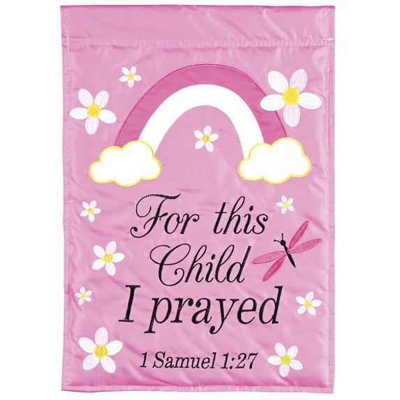 Dicksons For This Child I Prayed - 1 Samuel 1:27, Pink 18 x 13 Inch Polyester Outdoor Garden Flag