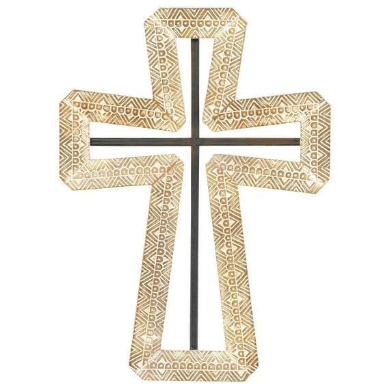 Dicksons Geometric Pattern Stylish Open Center Decorative Gold 8.5 x 12 Resin Wall Cross