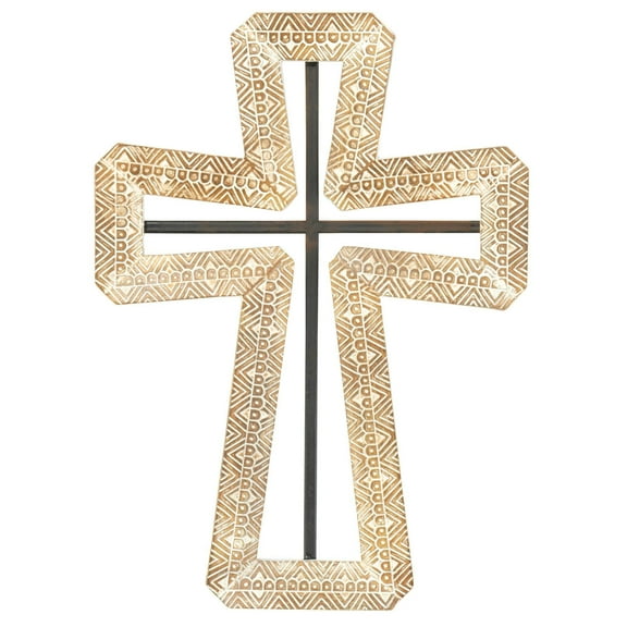 Dicksons Geometric Pattern Stylish Open Center Decorative Gold 8.5 x 12 Resin Wall Cross