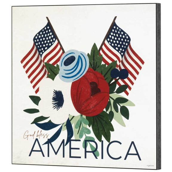 Dicksons God Bless America Red White 12 x 12 MDF Decorative Wall Plaque