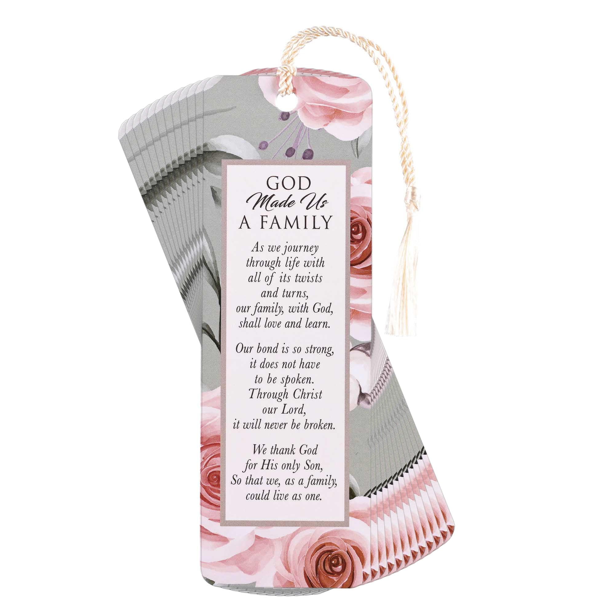 Dicksons God Made Us A Family, Multicolor 6 x 2 Inch Laminated Cardstock Tassel Bookmark; Pack of 12
