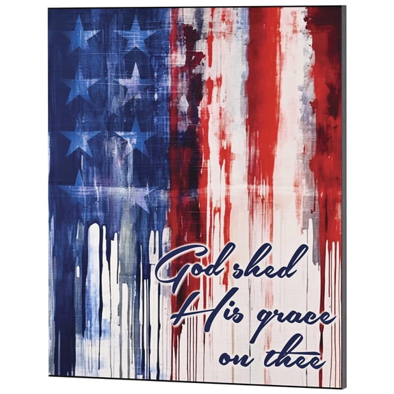 Dicksons God Shed His Grace On Thee, Red/White/Blue 18 x 15 Inch MDF Wood Wall Art Plaque