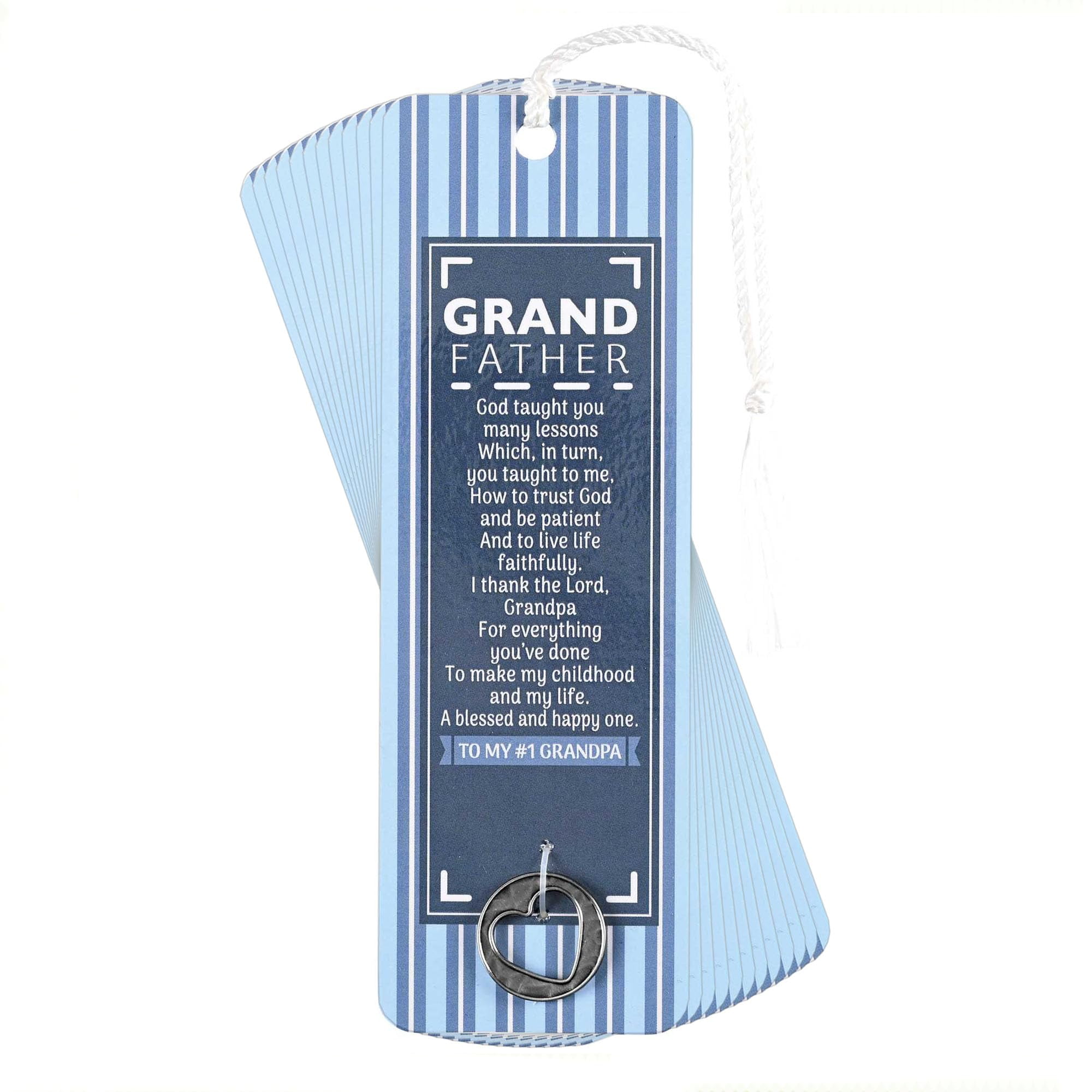 Dicksons God Taught You Lessons - #1 Grandpa Blue 6 x 2 Inch Paper Tassel Bookmark with Coin; Pack of 15