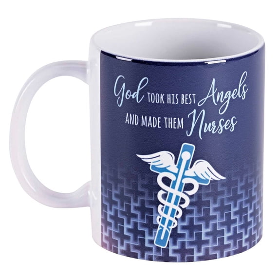 Dicksons God Took Best Angels Made Nurses Blue 11 ounce Ceramic Coffee Tea Cup Mug
