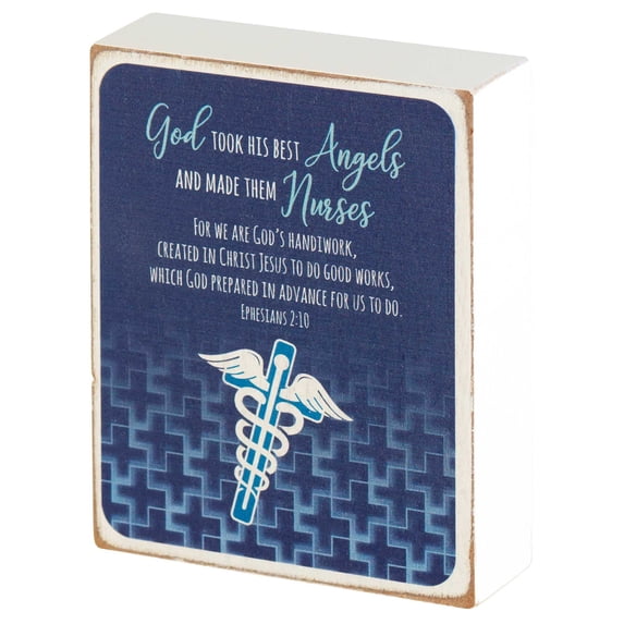 Dicksons God Took Best Angels Made Nurses Blue 3 x 4 Wood Wall Tabletop Sign Plaque