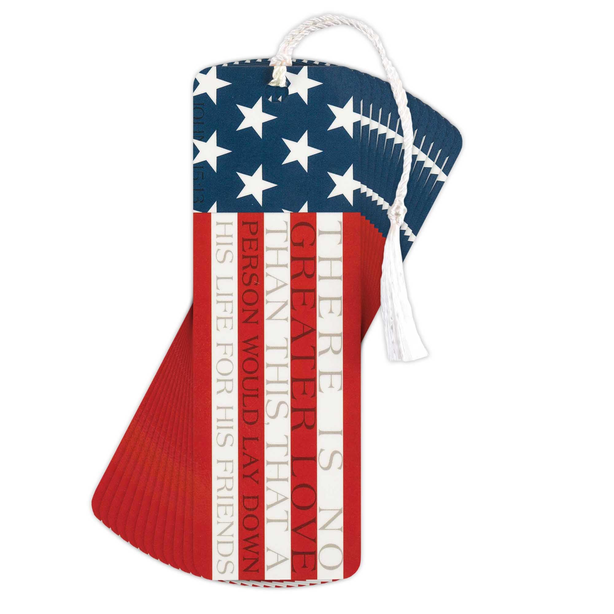 Dicksons Greater Love Red, White, and Blue 6 Inch Keepsake Tassels Bookmarks Pack of 12