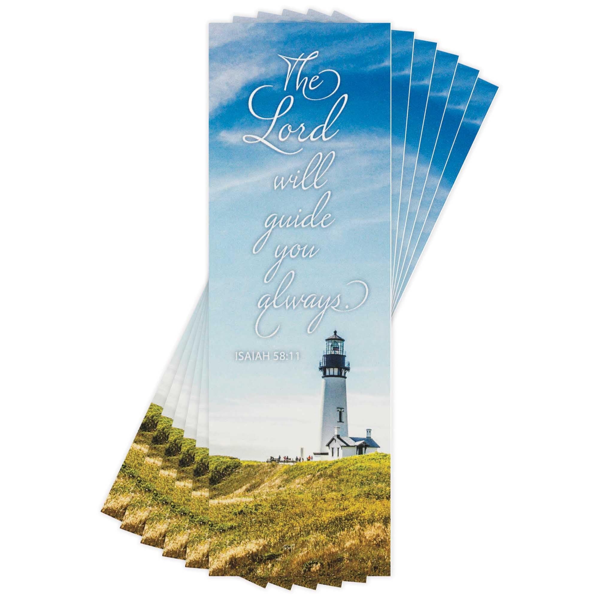 Dicksons Guide You Always Encouraging Verse Lighthouse Blue and Green 6.1 x 2 Paper Bookmarks Pack of 12