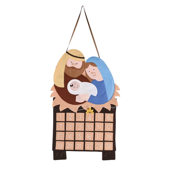Dicksons Hanging Christmas Countdown Advent Calendar 13.75 x 17.5 Inch Felt Holy Family Nativity