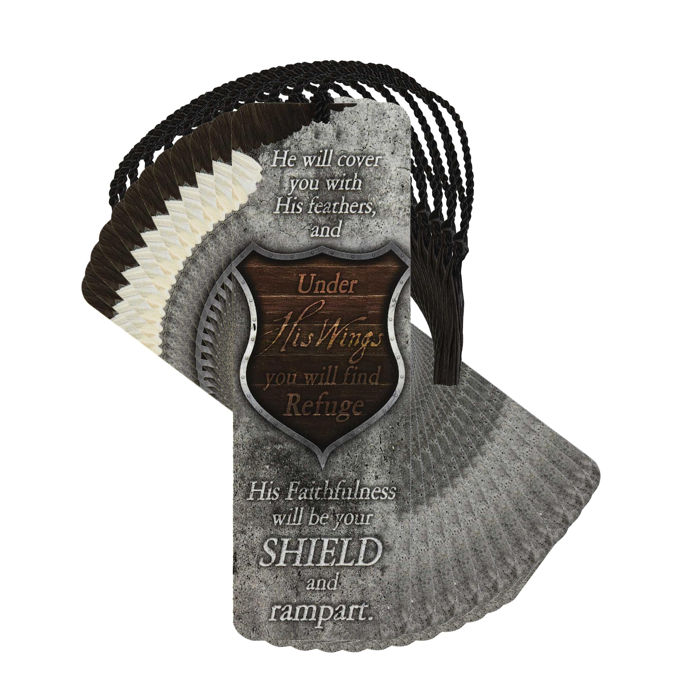 Dicksons He Will Cover You with His Feathers Shield 6 inch Paper Tussled Bookmark Pack of 12