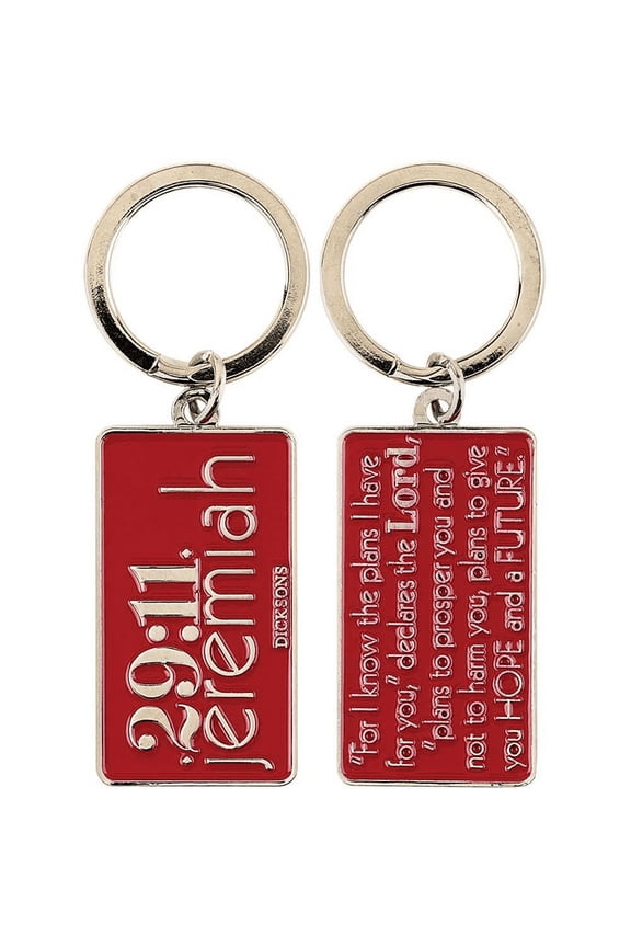 Hope and a Future Red Silver Epoxy Christian Key Ring Keychain
