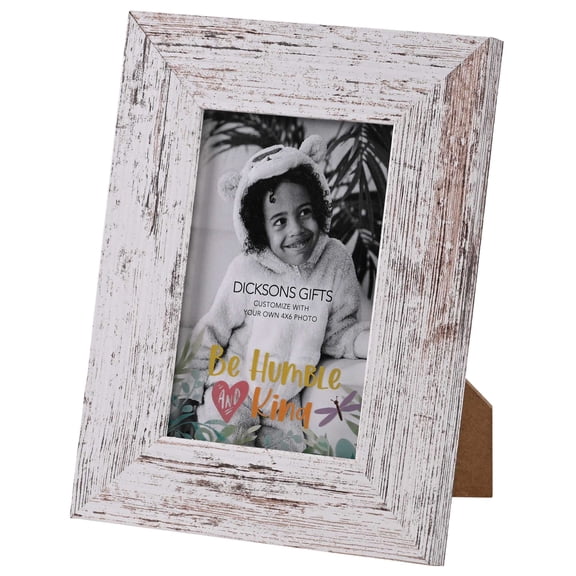 Dicksons Be Humble and Kind Picture Frame 4 x 6 Inch Photo Insert Rustic Whitewashed Wood Style Frame with Easel Back Inspirational Tabletop Photo Display