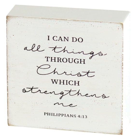 Dicksons I Can Do All Things Black Script 3 x 3 MDF Decorative Tabletop Plaque Sign