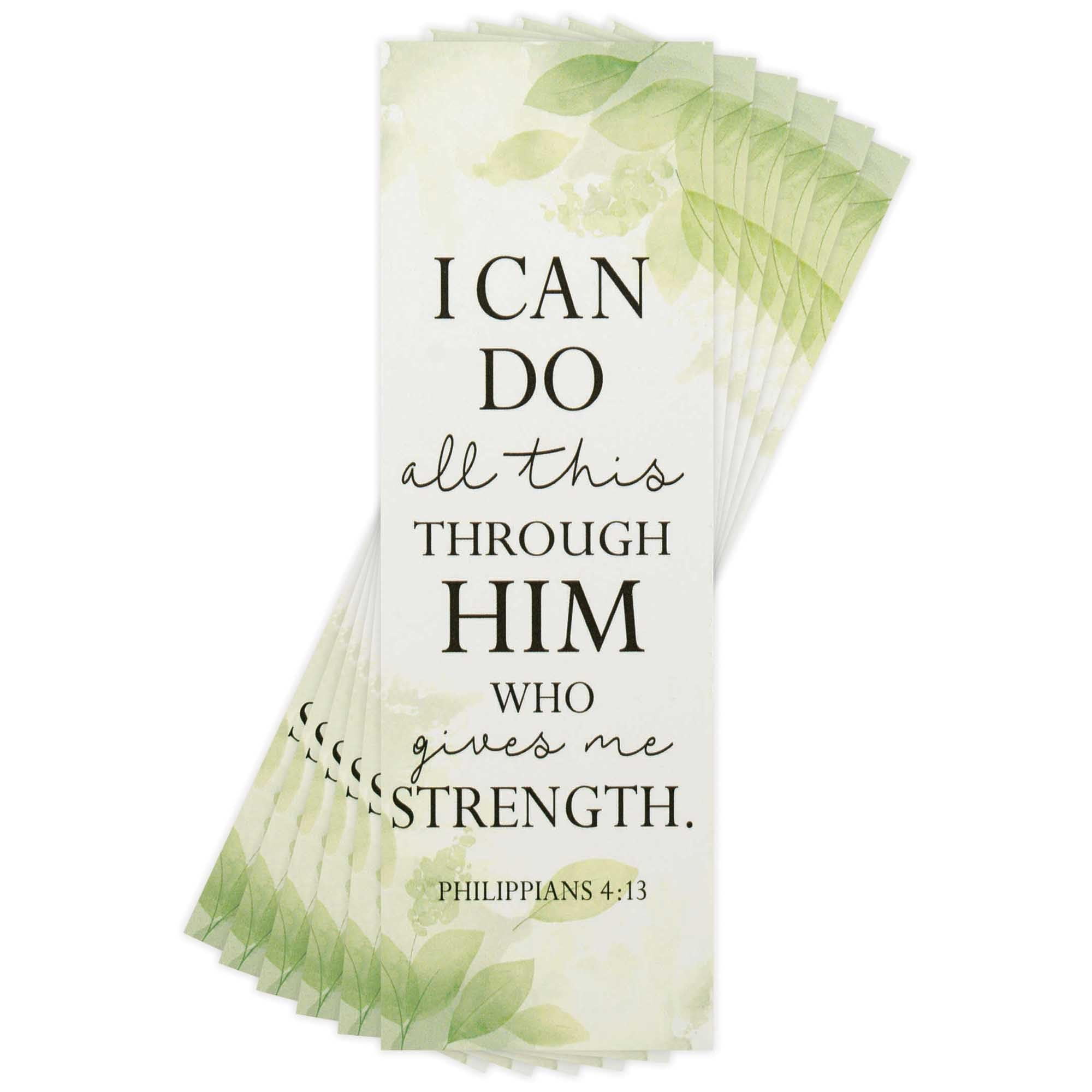 Dicksons I Can Do All This Encouraging Verse Leaf Design Decorative Green 6.1 x 2 Paper Bookmarks Pack of 12