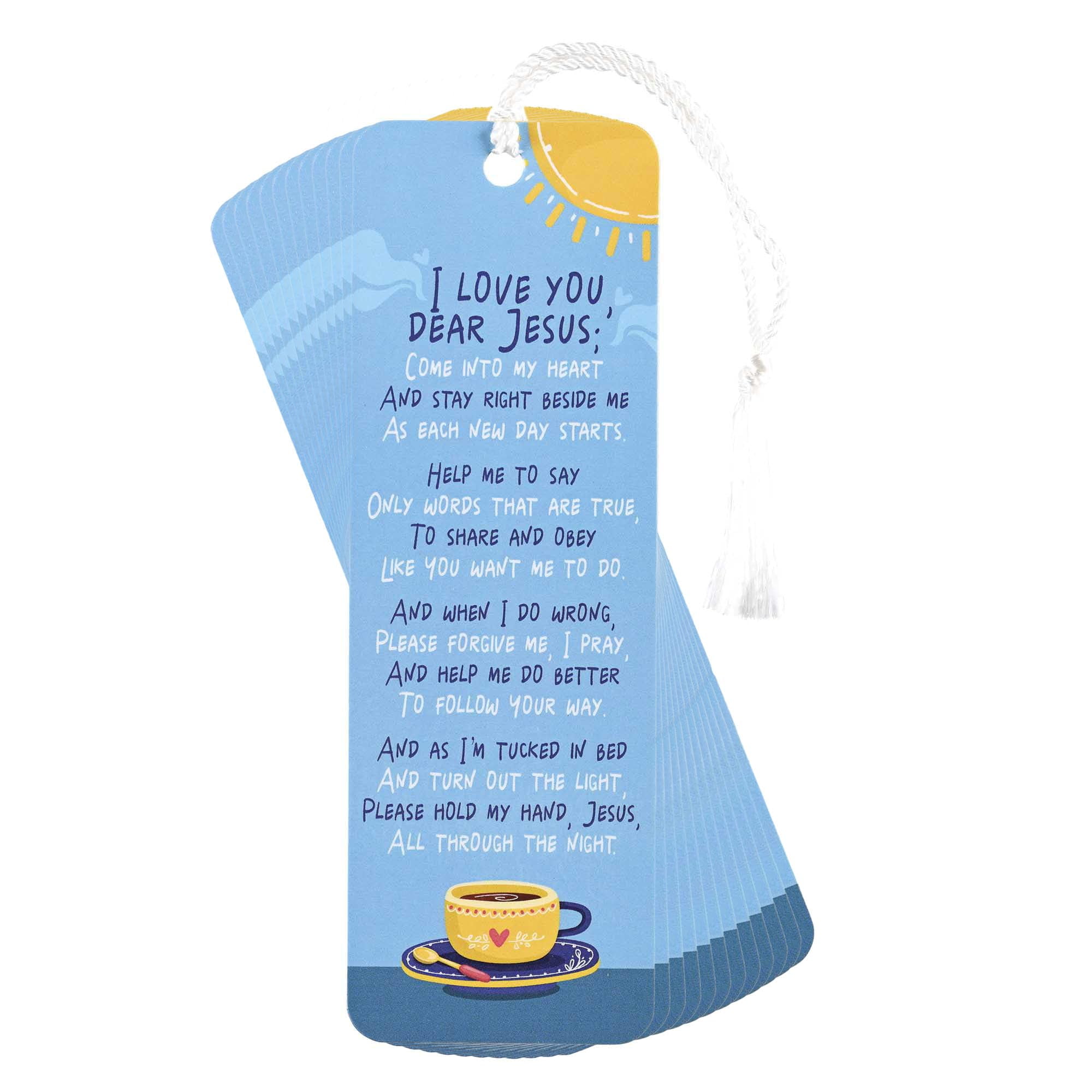 Dicksons I Love You Dear Jesus, Blue 6 x 2 Inch Laminated Cardstock Tassel Bookmark; Pack of 12