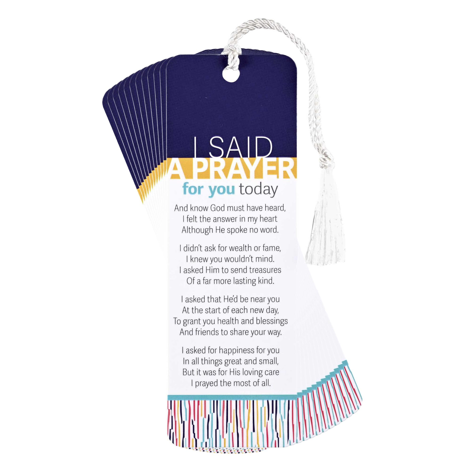 Dicksons I Said A Prayer for You, Multicolor 6 x 2 Inch Laminated Cardstock Tassel Bookmark; Pack of 12