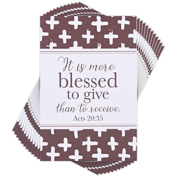 Dicksons IBB-221 More Blessed to Give Maroon and White 3 x 2 Inch Paper Itty Bitty Place Keeper Bookmark Pack of 24